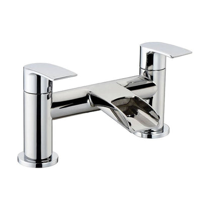 [BTTT305] Modern Bathroom Waterfall Spout Deck Mounted Bath Filler Tap - Chrome - Cutout