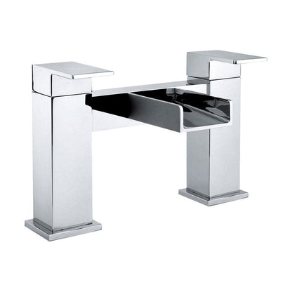 [BTTT405] Modern Bathroom Deck Mounted Square Waterfall Spout Bath Filler Tap - Chrome - Cutout