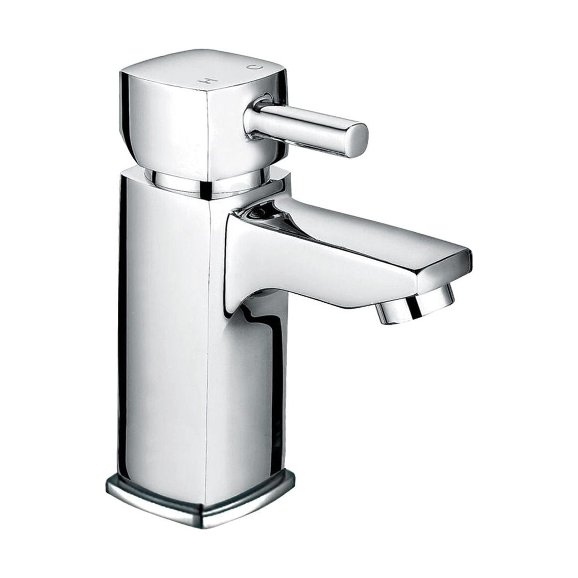 [BTTT602] Contemporary Bathroom Soft Square Mono Basin Mixer Tap - Chrome - Cutout