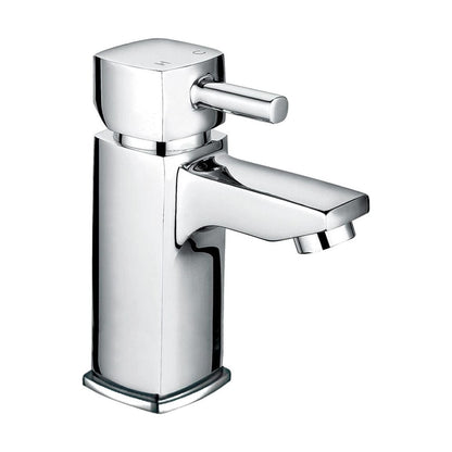 [BTTT602] Contemporary Bathroom Soft Square Mono Basin Mixer Tap - Chrome - Cutout