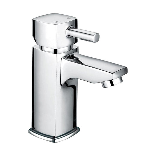 [BTTT602] Contemporary Bathroom Soft Square Mono Basin Mixer Tap - Chrome - Cutout