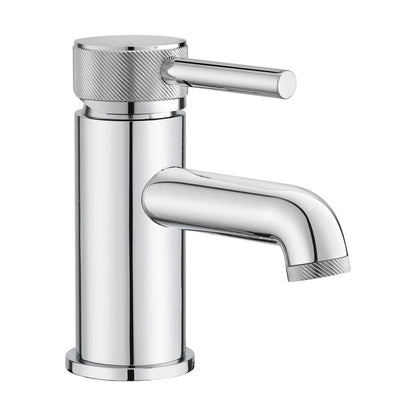 [BTTT750] Round Mono Basin Mixer Tap with Industrial Style Detailing - Chrome - Cutout