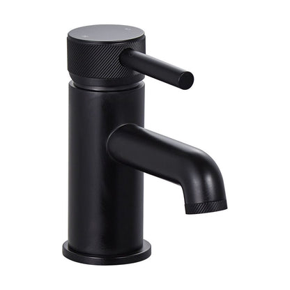 [BTTT760] Round Mono Basin Mixer Tap with Industrial Style Detailing - Black - Cutout
