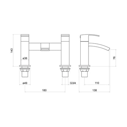 [BTTT805] Knole Bath Filler - Technical Drawing