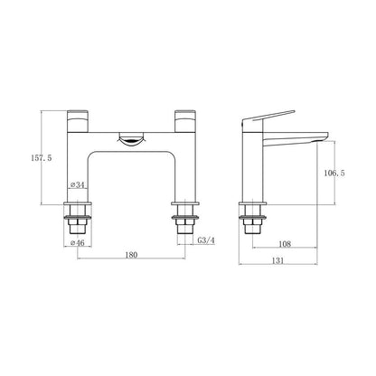 [BTTT863] Roveri Bath Filler BLK (No Waste) - Technical Drawing