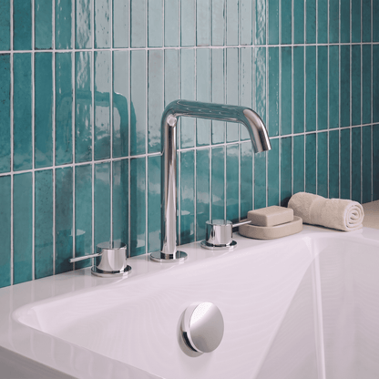 [BTV333P] Penkhull Contemporary 3 Tap Hole Deck Mounted Bath Mixer Tap with Minimalist Lever Handles - Choice of Spout and Colour - Lifestyle 1
