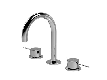 [BTV337C] Penkhull Contemporary 3 Tap Hole Basin Mixer Tap with Minimalist Lever Handles and Waste - Choice of Spout and Colour - Cutout