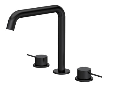 [BTV433P] Penkhull Contemporary 3 Tap Hole Deck Mounted Bath Mixer Tap with Minimalist Lever Handles - Choice of Spout and Colour - Cutout