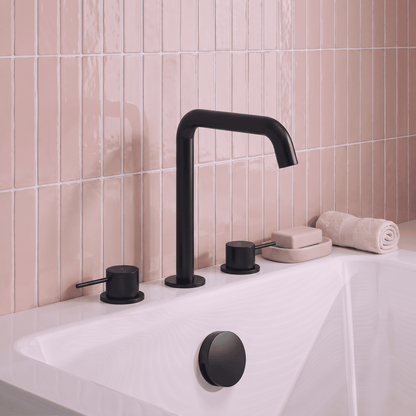 [BTV433P] Penkhull Contemporary 3 Tap Hole Deck Mounted Bath Mixer Tap with Minimalist Lever Handles - Choice of Spout and Colour - Lifestyle 1