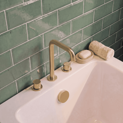 [BTV833P] Penkhull Contemporary 3 Tap Hole Deck Mounted Bath Mixer Tap with Minimalist Lever Handles - Choice of Spout and Colour - Lifestyle 2