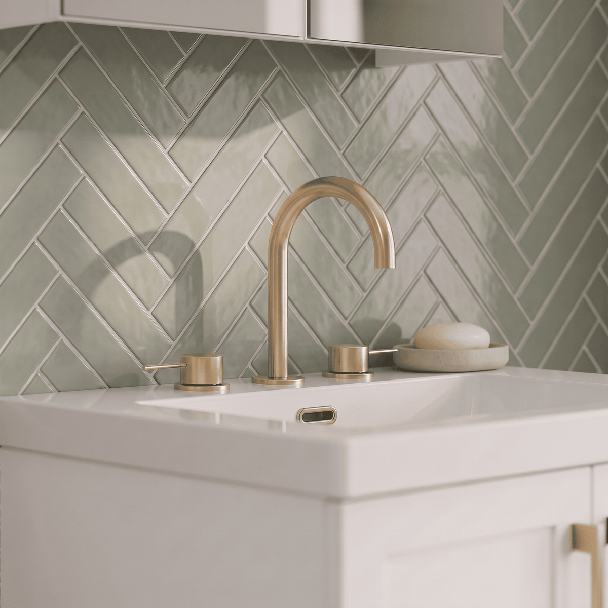 [BTV837C] Penkhull Contemporary 3 Tap Hole Basin Mixer Tap with Minimalist Lever Handles and Waste - Choice of Spout and Colour - Lifestyle 1