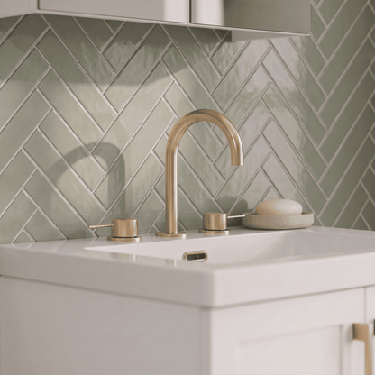 [BTV837C] Penkhull Contemporary 3 Tap Hole Basin Mixer Tap with Minimalist Lever Handles and Waste - Choice of Spout and Colour - Lifestyle 1