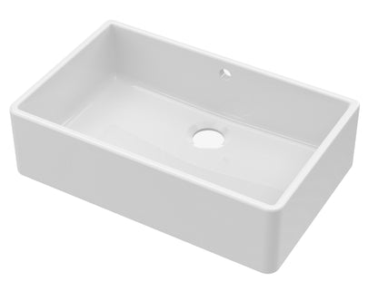 Nuie 1 Tap Hole Single Bowl 795 x 500 x 220mm Fireclay White Butler Sink