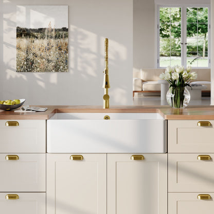 Nuie 1 Tap Hole Single Bowl 795 x 500 x 220mm Fireclay White Butler Sink