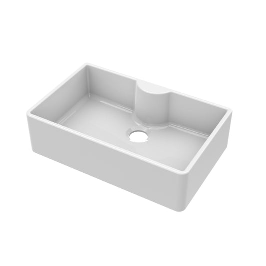 Nuie Single Bowl 795 x 500 x 220mm Fireclay White Butler Sink With Tap Ledge