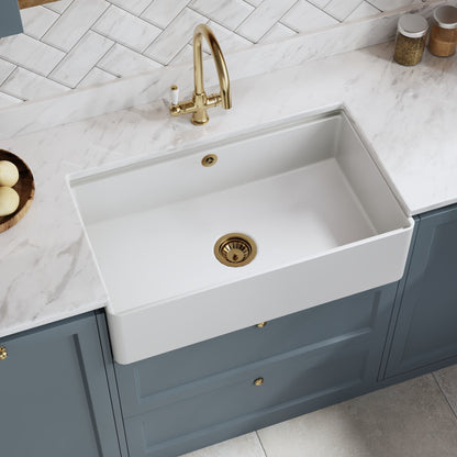 Nuie 1 Tap Hole Single Bowl 795 x 460 x 220mm Fireclay White Butler Sink