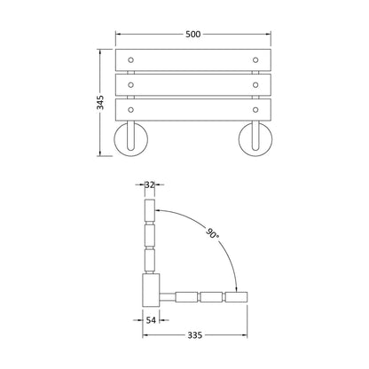 [BWA371] Shower Seat C/P Hinges - Technical Drawing