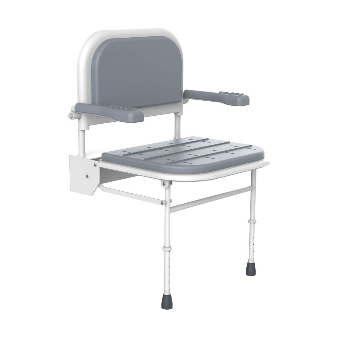[BWA7BALG] Contemporary Shower Seat with Backrest Arms & Legs – Grey - Cutout