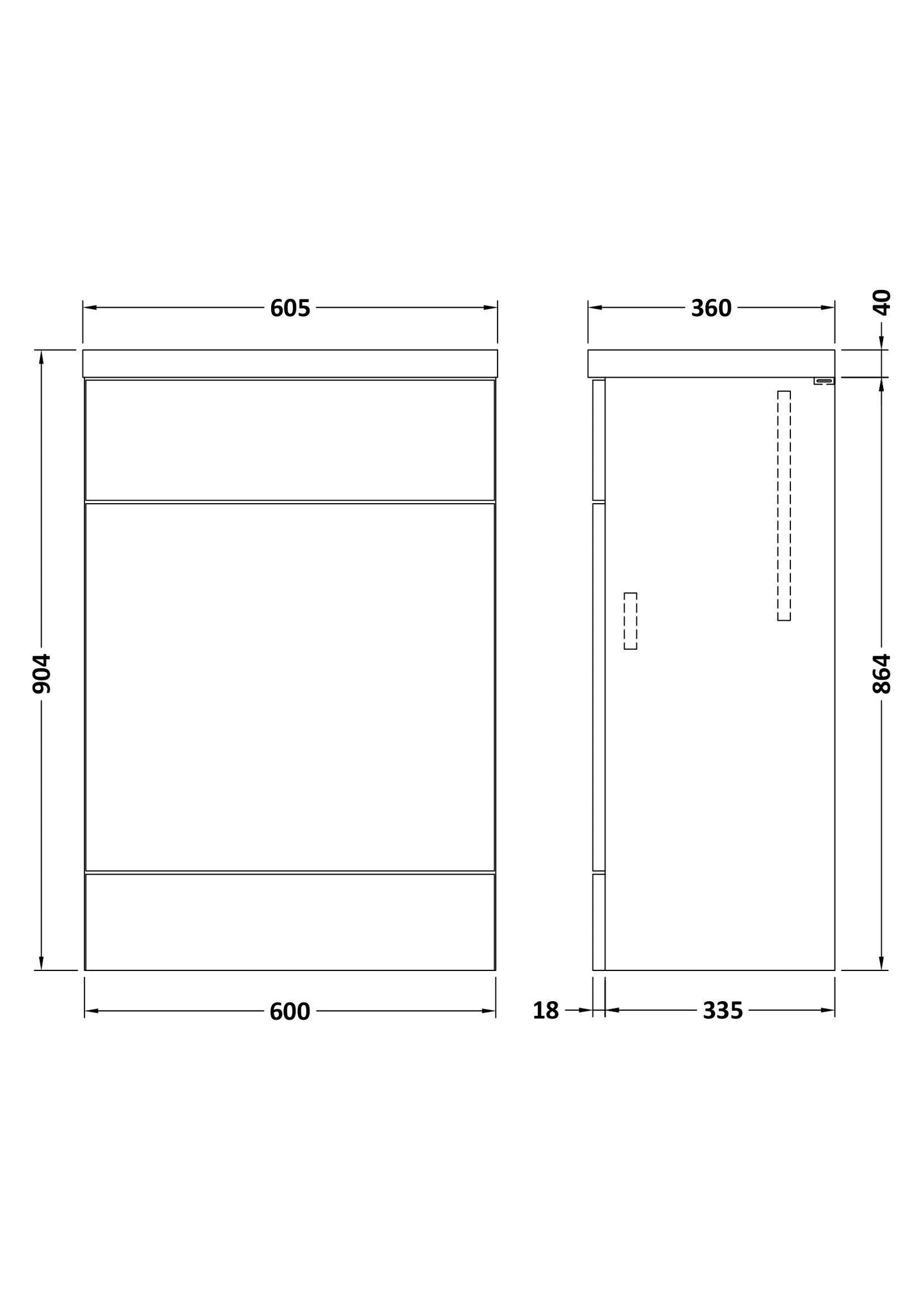 Hudson Reed Fusion 600mm Gloss White Floor Standing WC Unit with Polymarble Worktop