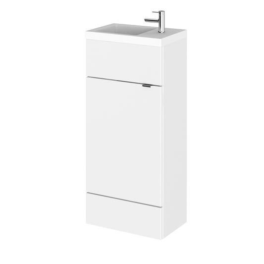 Hudson Reed Fusion 400mm Compact Gloss White Floor Standing 1 Door Vanity Unit & Basin