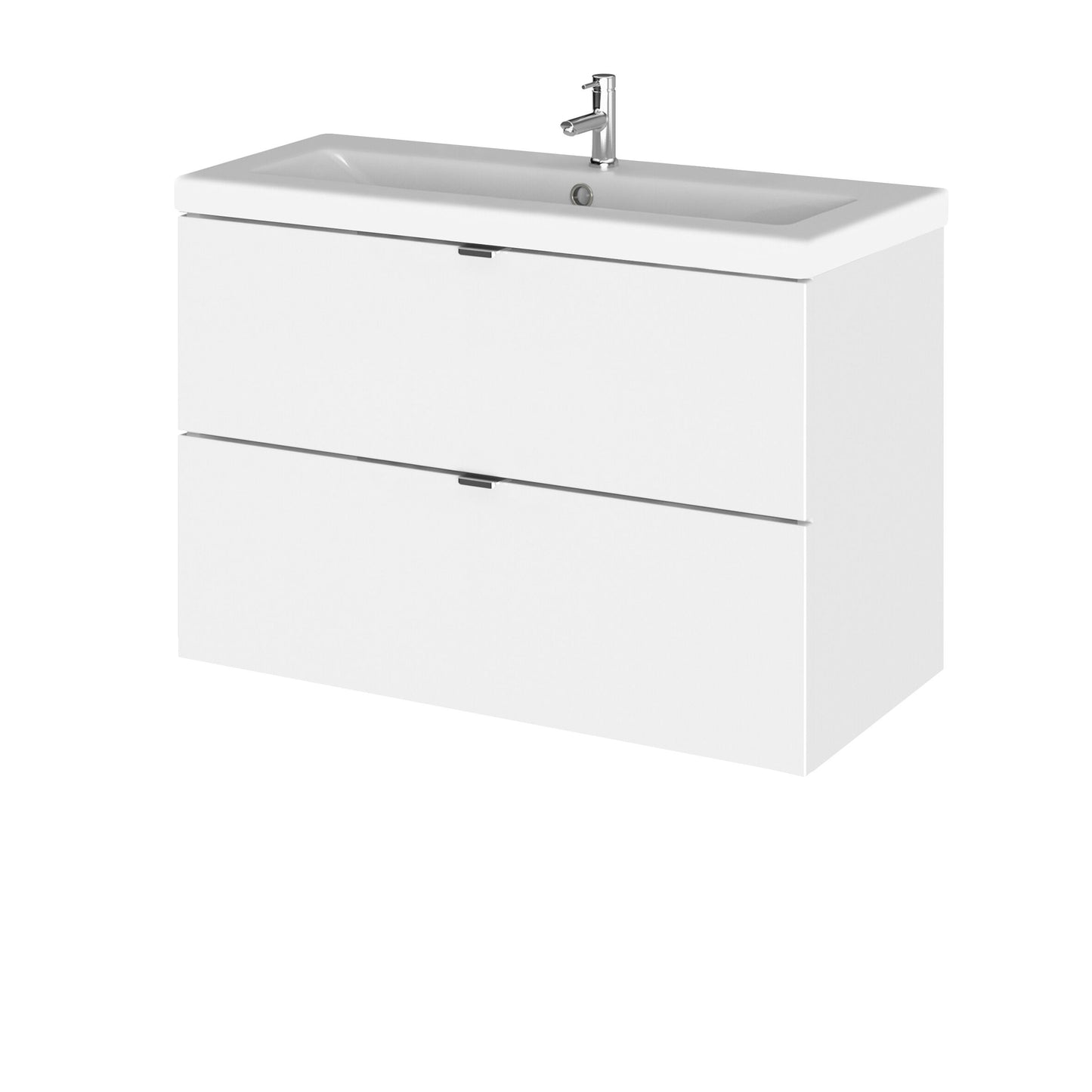 Hudson Reed Fusion 800mm Wall Hung 2 Drawer Vanity Unit & Ceramic Basin With Soft Close Drawers