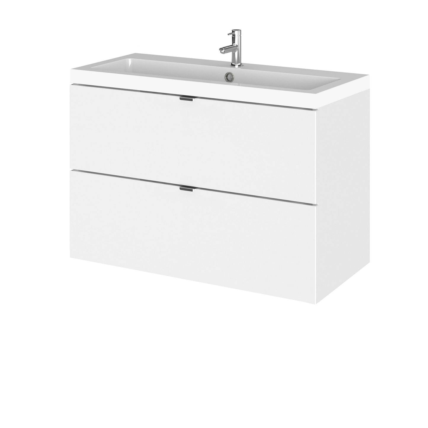 Hudson Reed Fusion 800mm Wall Hung 2 Drawer Vanity Unit & Polymarble Basin With Soft Close Drawers