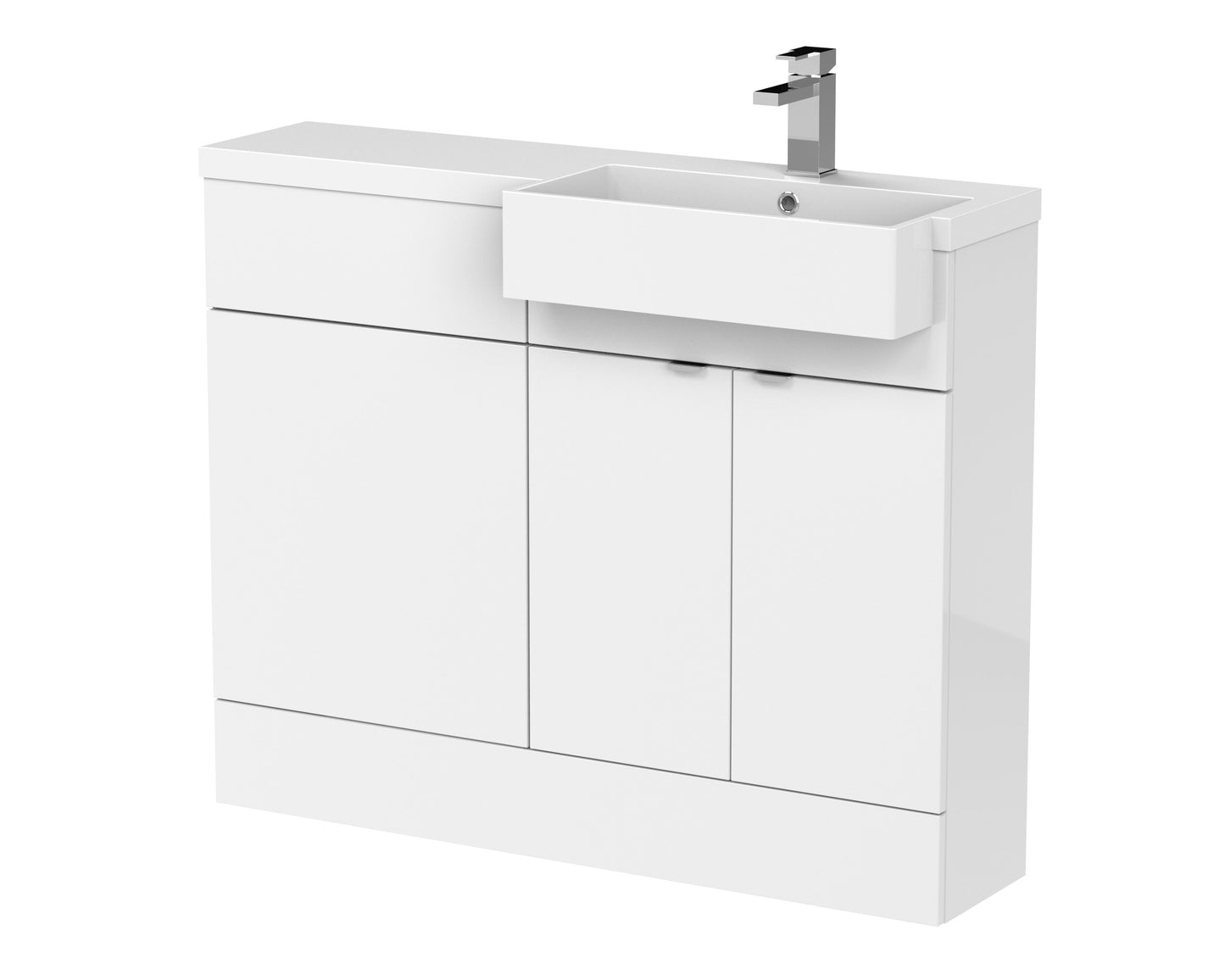 Fusion Floor Standing 2 Door Vanity Unit & WC with Right Hand Semi Recessed Basin Combination 1100mm