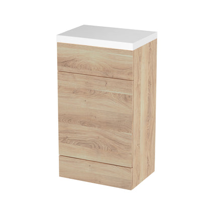 Hudson Reed Fusion 500mm Bleached Oak Floor Standing WC Unit with Polymarble Worktop