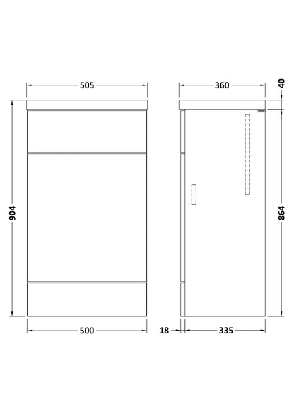 Hudson Reed Fusion 500mm Bleached Oak Floor Standing WC Unit with Polymarble Worktop