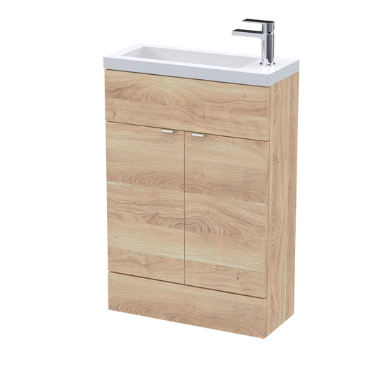 Hudson Reed Fusion 600mm Compact Bleached Oak Vanity Unit & Basin