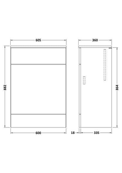 Hudson Reed Fusion 600mm Bleached Oak 355mm Deep Floor Standing WC Unit