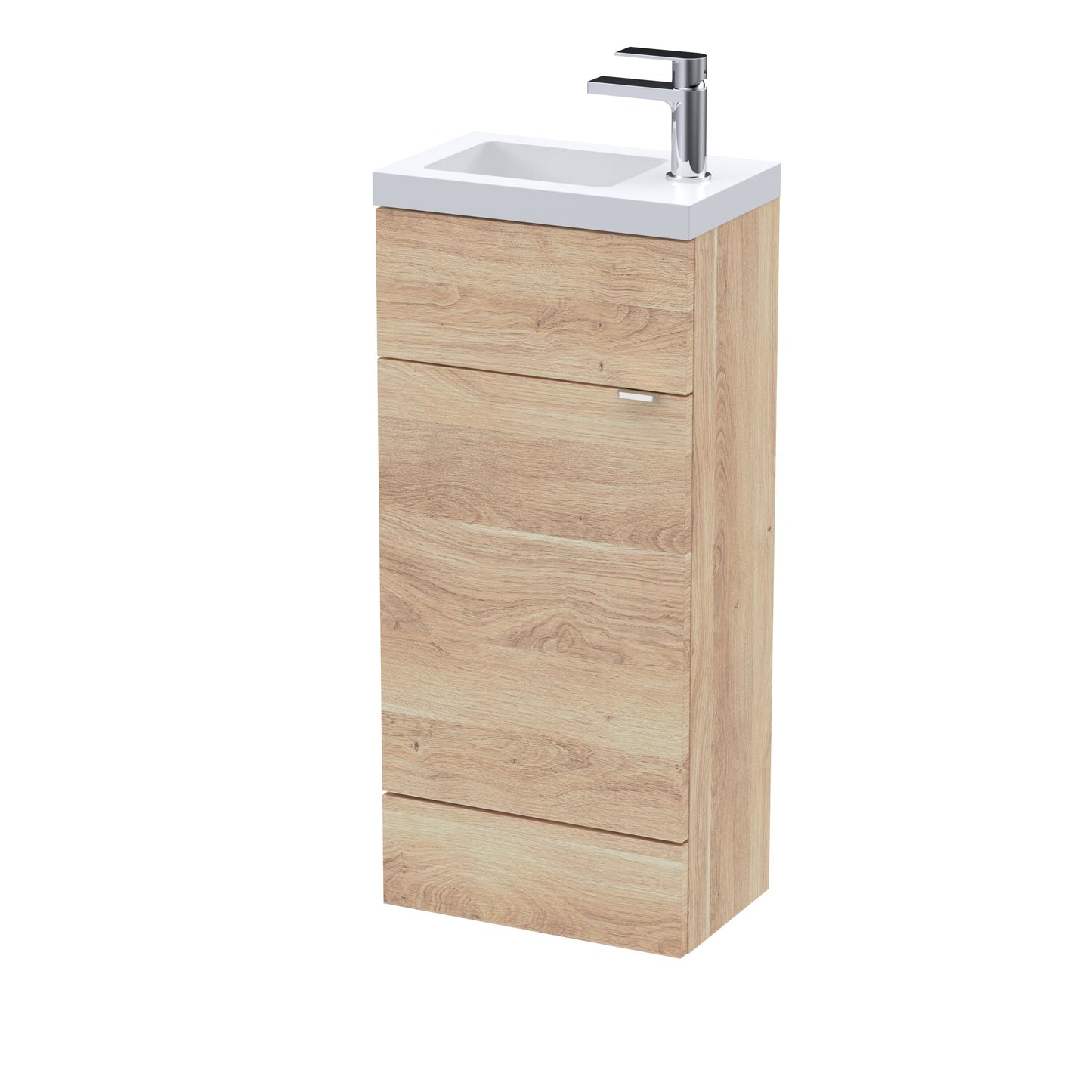 Hudson Reed Fusion 400mm Compact Bleached Oak Floor Standing Vanity Unit & Basin Ready-built