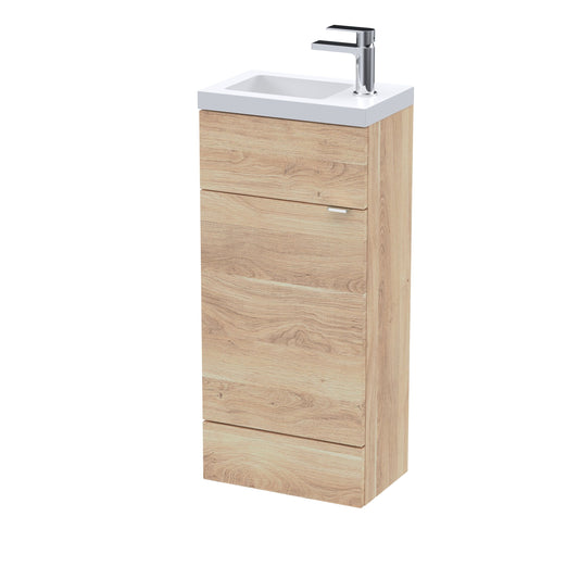 Hudson Reed Fusion 400mm Compact Bleached Oak Floor Standing Vanity Unit & Basin Ready-built