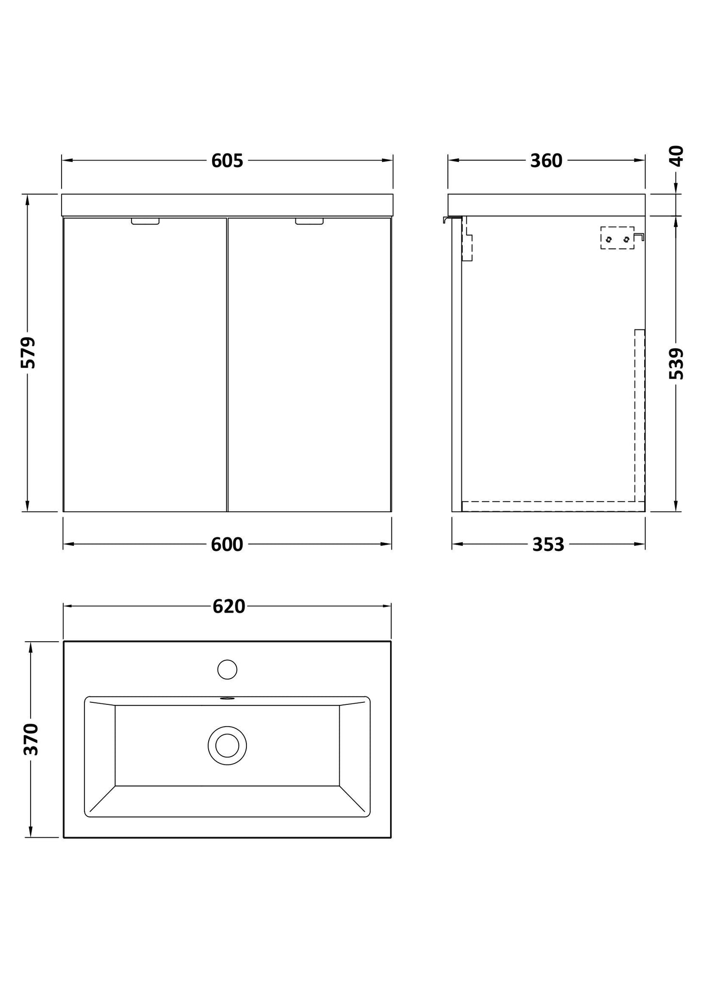Hudson Reed Fusion 600mm Bleached Oak 2-Door Wall Hung Unit & Basin