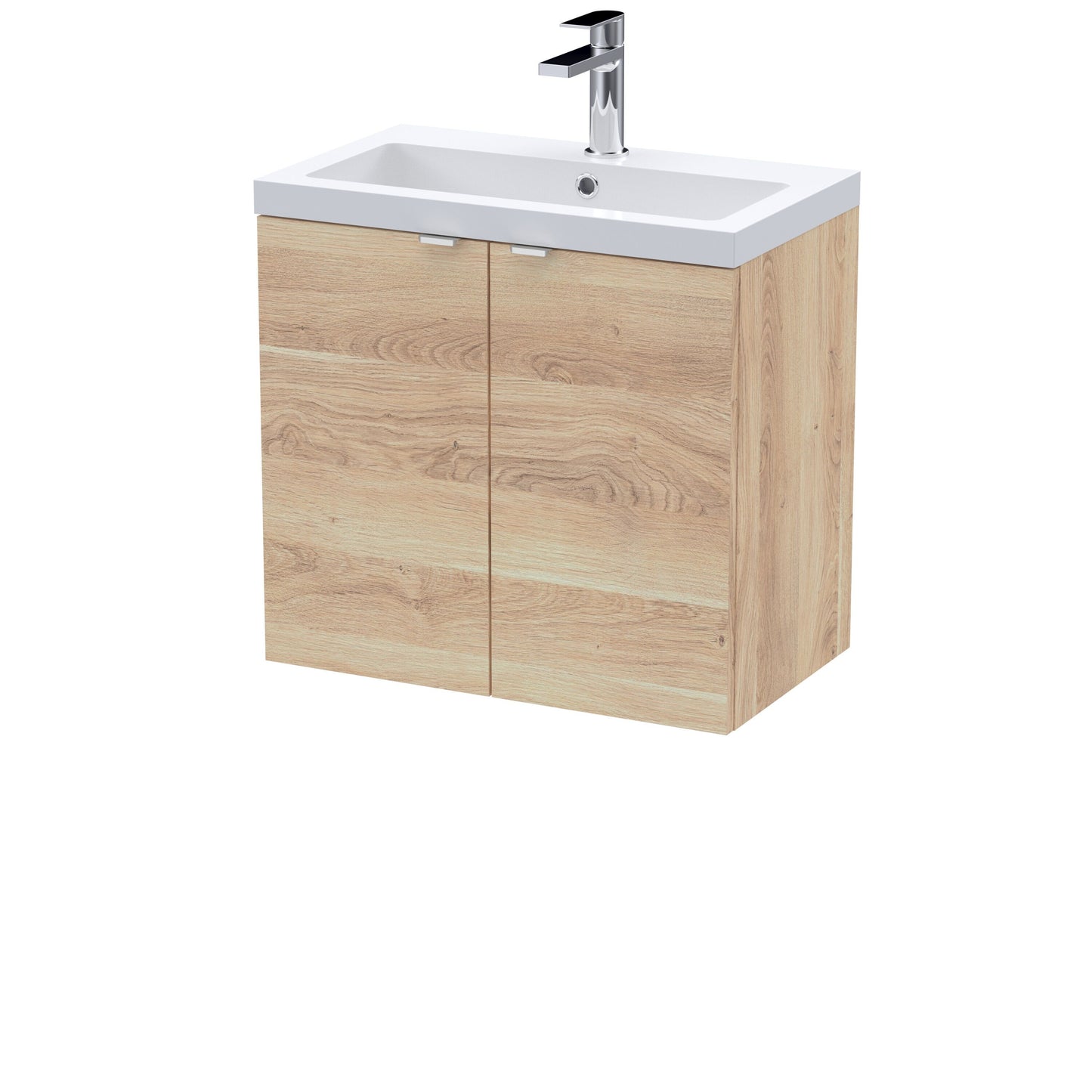 Hudson Reed Fusion 600mm Bleached Oak 2-Door Wall Hung Vanity Unit Including Basin