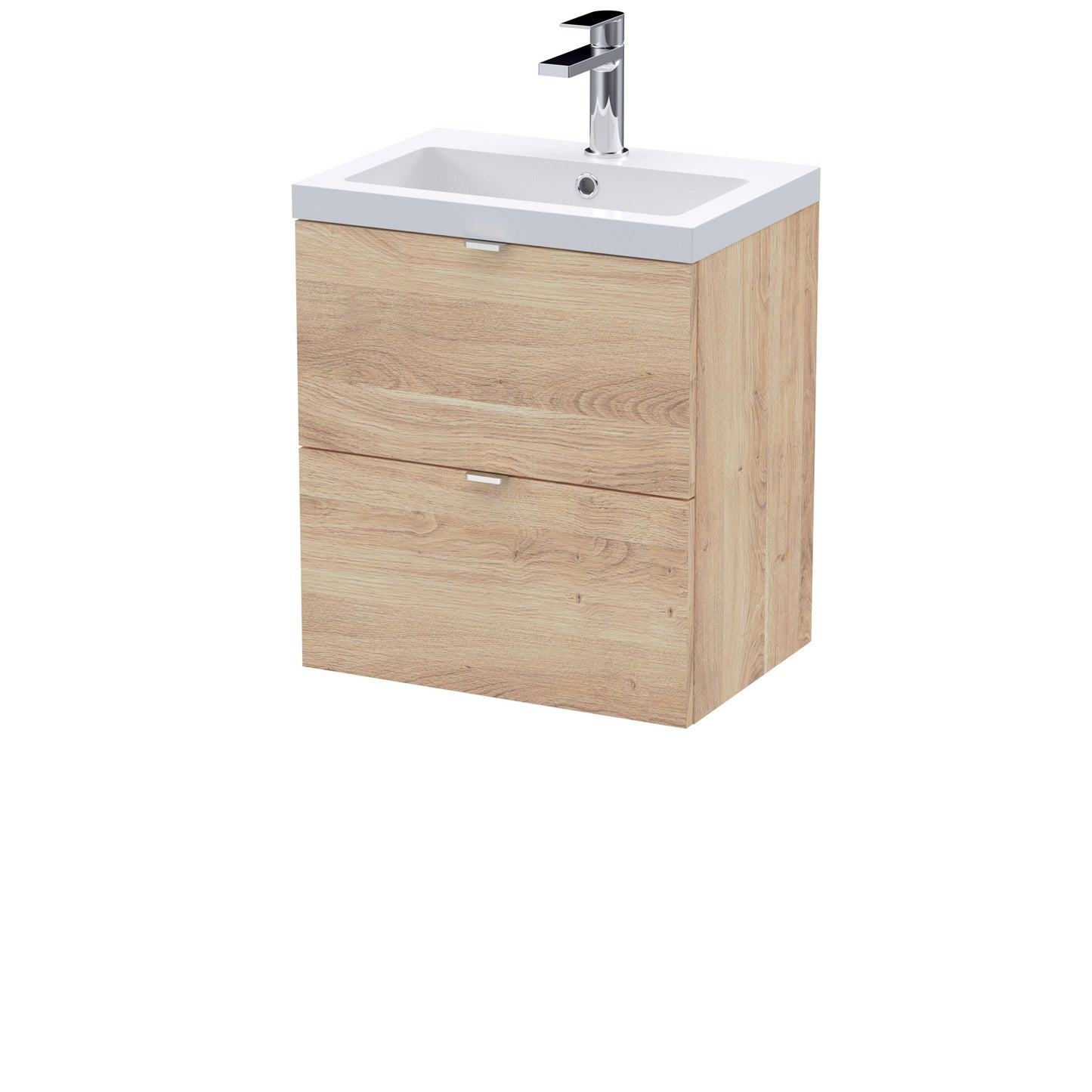 Hudson Reed Fusion 500mm Bleached Oak 2-Drawer Wall Hung Unit & Basin