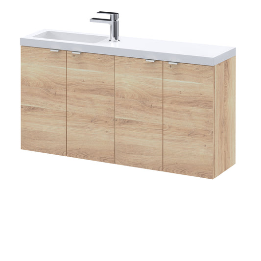 Hudson Reed Fusion 1000mm Bleached Oak Wall Hung Combination Vanity Unit With Basin and Handles