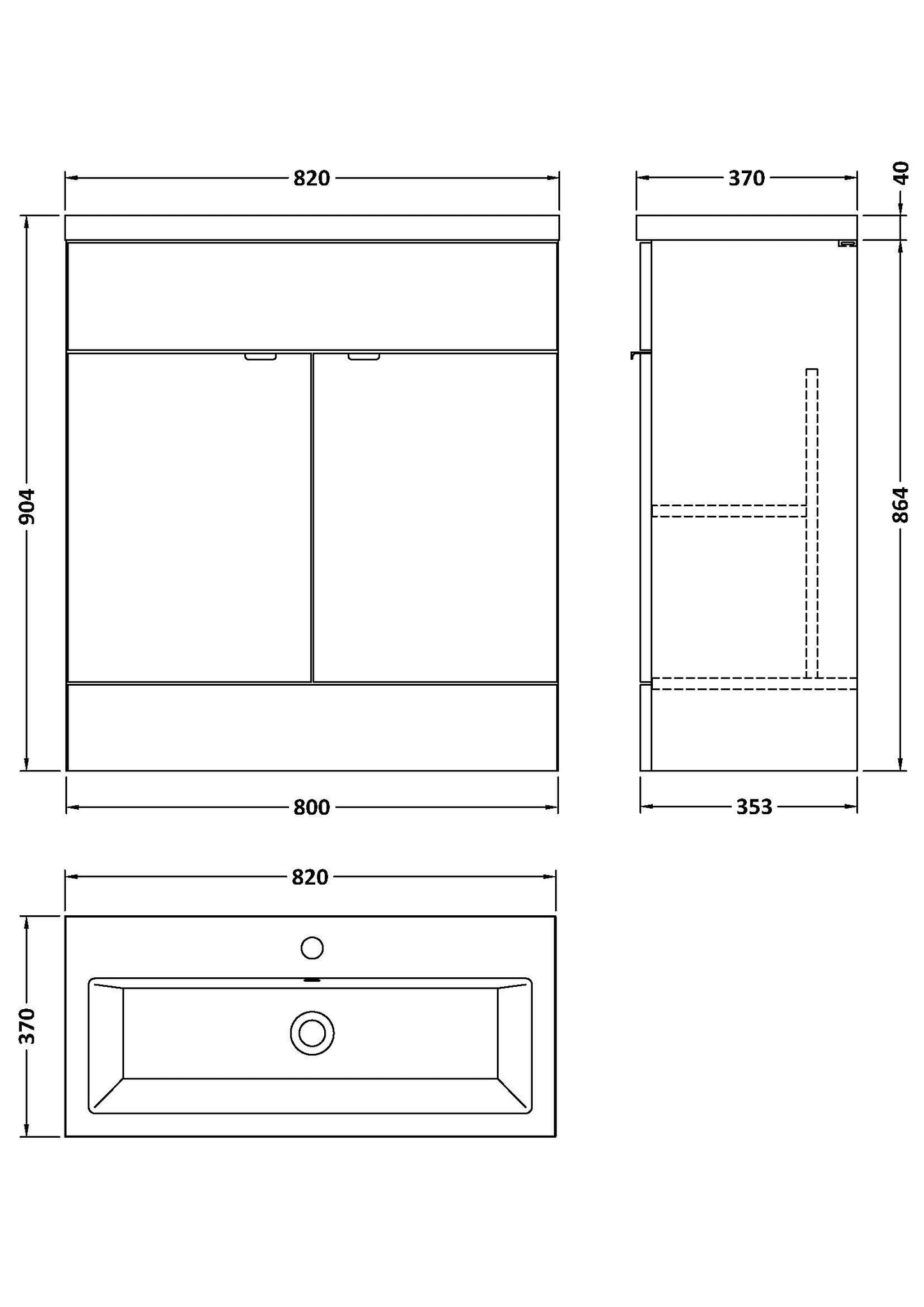Hudson Reed Fusion 800mm Floor Standing 2 Door Vanity Unit & Ceramic Basin