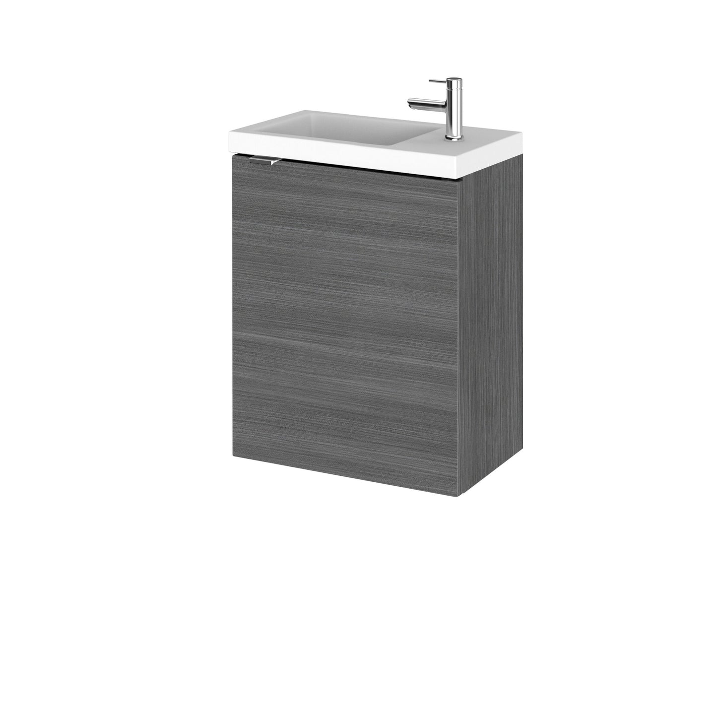 Hudson Reed Fusion 405mm Anthracite Woodgrain Wall Hung 1 Door Vanity Unit & Basin Soft Close Door