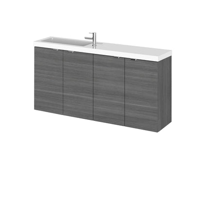 Hudson Reed Fusion 1000mm Anthracite Woodgrain Compact Wall Hung 2 Door Soft Close Vanity Unit & Basin