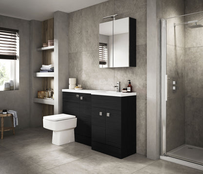 Hudson Reed Fusion 1500mm Charcoal Black Left Hand Floor Standing 2 Door Vanity Basin & Toilet Combination