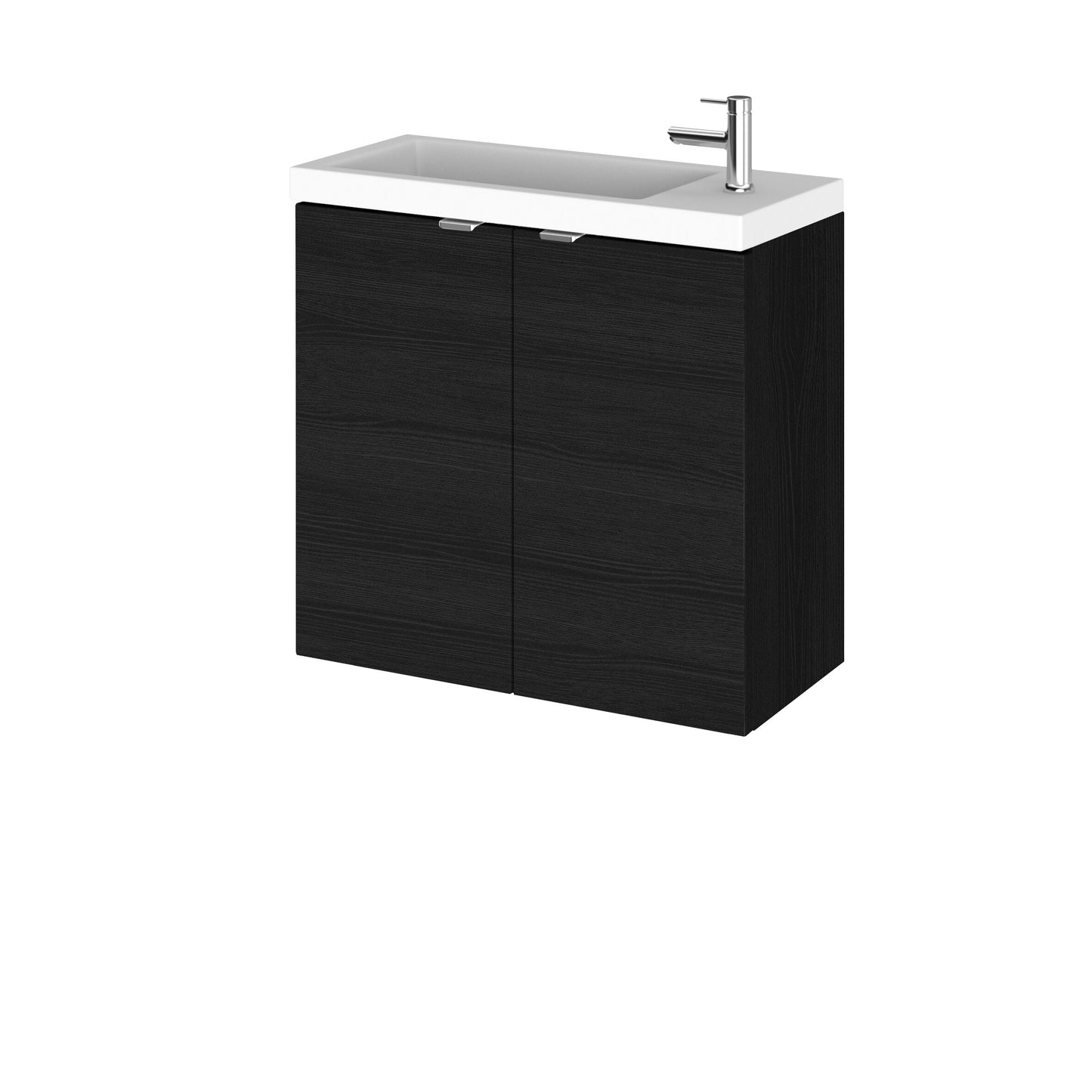 Hudson Reed Fusion 600mm Wall Hung Vanity Unit & Polymarble Basin With Soft Close Doors & Handles