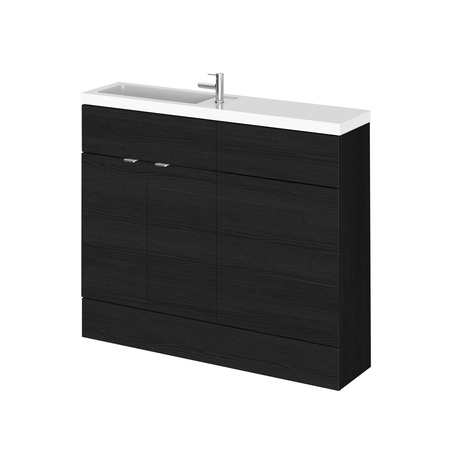 Hudson Reed Fusion 1000mm Charcoal Black Floor Standing 2 Door Vanity & Toilet Combination With Basin