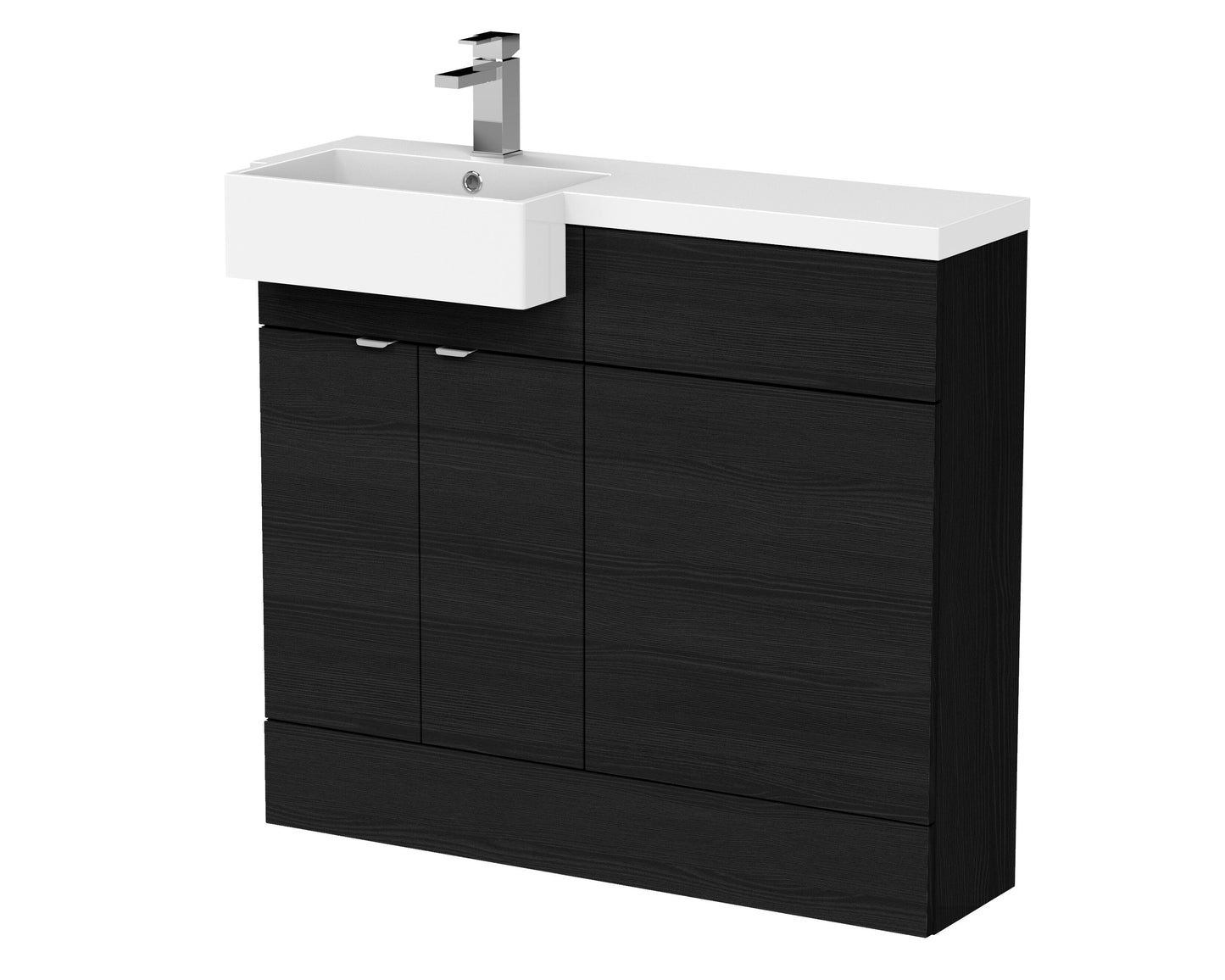 Hudson Reed Fusion 1000mm Charcoal Black Floor Standing Vanity Toilet Unit With Semi Recessed Basin