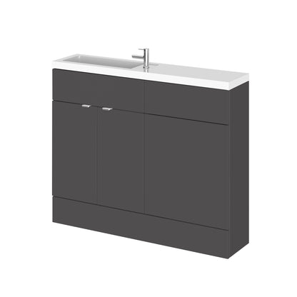 Hudson Reed Fusion 1100mm Gloss Grey Contemporary Floor Standing 2 Door Vanity Basin & Toilet Combination