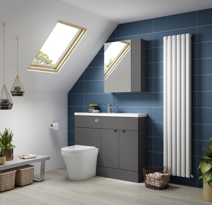 Hudson Reed Fusion 1100mm Gloss Grey Contemporary Floor Standing 2 Door Vanity Basin & Toilet Combination