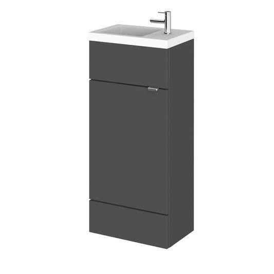 Hudson Reed Fusion Compact 400mm Gloss Grey Floor Standing 1 Door Vanity Unit & Basin