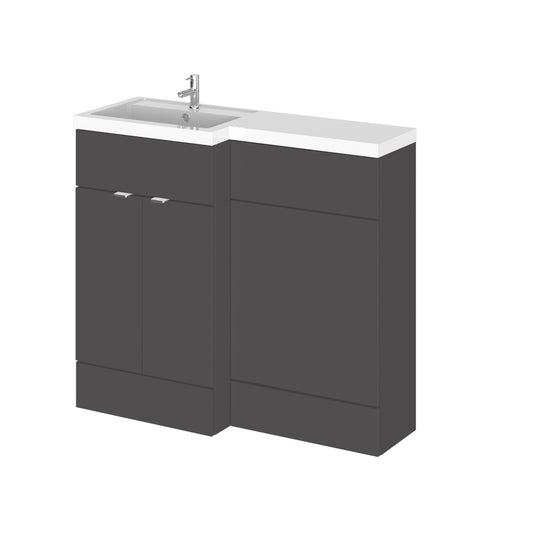 Hudson Reed Fusion 1000mm Gloss Grey Floor Standing 2 Door Left Hand Vanity Basin & Toilet Combination