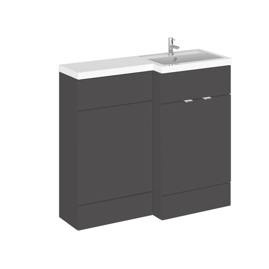 Hudson Reed Fusion 1000mm Gloss Grey Floor Standing 2 Door Vanity Basin & Toilet Right Hand Combination