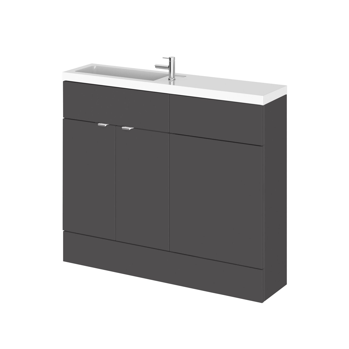 Hudson Reed Fusion 1005mm Gloss Grey 2 Door Vanity Unit & Toilet Combination With Soft Close Doors